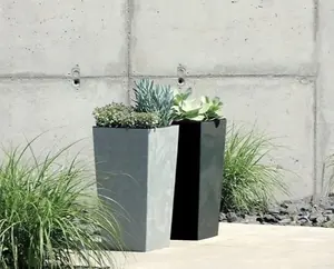 Tall Planter Plant Pot Square Concrete Effect Flower Indoor Outdoor Garden Patio H61cm/W32,5cm Marengo/Grey