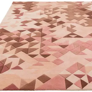 Rose Multi Geometric Handmade Modern Optical/ (3D) Rug For Living Room and Bedroom-160cm X 230cm