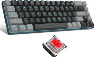 Magegee 60 Percent Gaming Mechanical Keyboard, Minimalist MK-Box Blue Backlit Compact 68 Keys Wired Office Keyboard With Red Switch For Windows