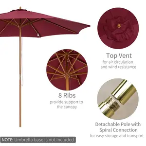 Lakewood 300cm Market Parasol Red