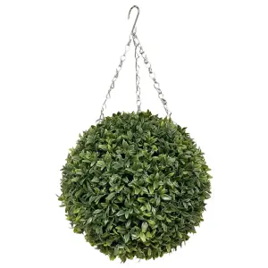 Best Artificial 28cm Green Olive Grass Hanging Basket Topiary Ball - Suitable for Outdoor Use - Weather & Fade Resistant