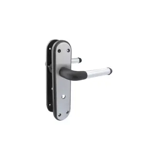 Marina Door Handle Two Tone Bathroom Lock Lever - Matt Black and Satin by Betley Butterfly