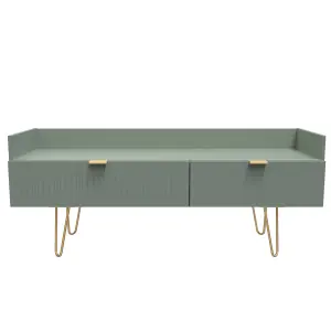 Linear Ready assembled Matt green Media unit with 2 drawers, (H)128cm x (W)51.5cm x (D)39.5cm