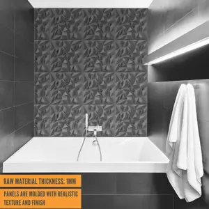 3D Wall Panels Adhesive Included - 6 Sheets Cover 16.15ft²(1.5m²) Interior Cladding Panels -  Diamond Prestige Matt Silver-Grey