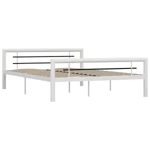 Berkfield Bed Frame White and Black Metal 120x200 cm