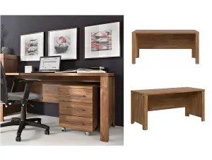 Computer Desk Home Office Study Furniture Modern 160cm Wide Solid Medium Oak Effect Gent