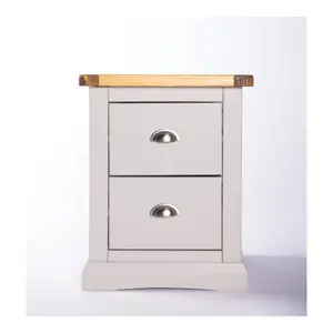 Loreo 2 Drawer Bedside Table Chrome Cup Handle