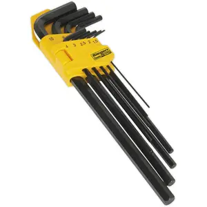 Comprehensive 9 Piece Extra-Long Hex Key Set for Precision Work