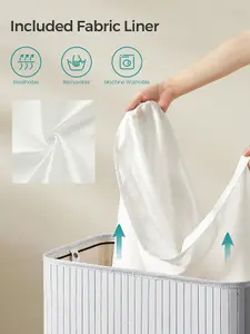 SONGMICS Laundry Basket, 2-Section Laundry Hamper With 2 Shelves, Pull-Out And Removable Liners, 2 X 46L