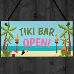 Red Ocean Welcome Tiki Bar Signs Novelty Bar Decor Gifts Hanging Signs For Home Bar Garden Bar Gifts