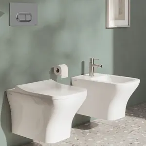 VitrA Koa White Slim Wall hung Square Toilet set with Soft close seat