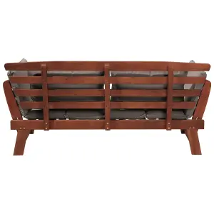 Garden Bench with Cushion PORTICI Wood Dark Brown