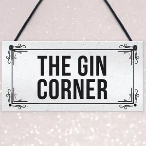 Funny Home Bar Sign The Gin Corner Plaque Garden Shed Bar Sign Gin Gift