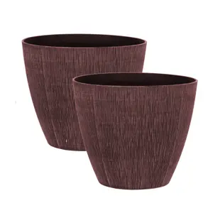 simpa Allure 2PC Dusty Pink Textured Plastic Planters 33cm (H) x 38cm (Diameter)