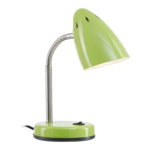 Interiors by Premier Green Table Lamp for Work Desk, Desk Lamp with Conical Lamp Head, Long Lasting Iron Bedside Lamp