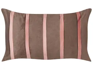 Set of 2 Cushions CRODYLINE Velvet 35 x 60 cm Striped Brown