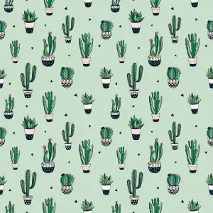 Bobbi Beck eco friendly Green illustrated cactus Wallpaper