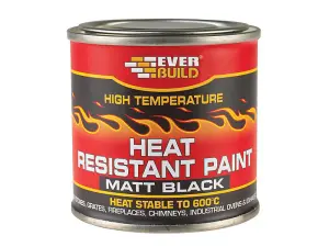 Everbuild Heat Resistant Paint Matt Black 125ml Tin