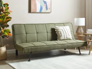 Beliani Retro Sofa Bed HASLE Olive Green