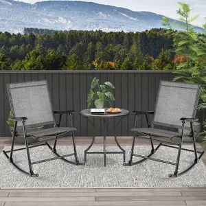 Costway Set of 2 Folding Rocking Chair Outdoor Patio Rocker Relaxing Armchair Lounger