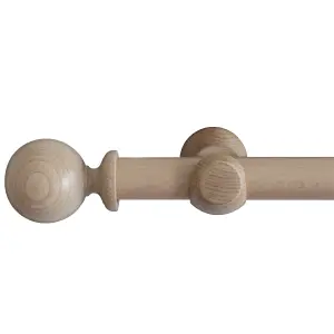 GoodHome Symi Matt Neutral Oak effect Fixed Ball Curtain pole Set, (L)2m (Dia)35mm