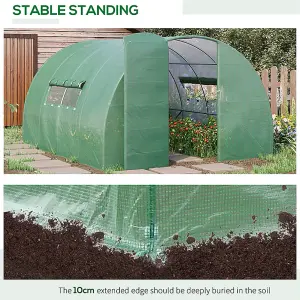 Outsunny 4 x 3M Walk-in Garden Polytunnel Greenhouse Galvanised Steel W/ Door