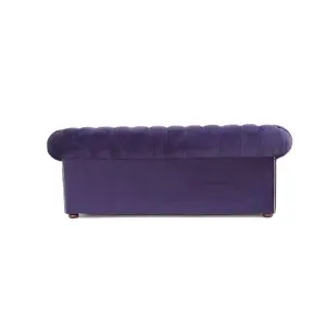 Chesterfield 3 Seater Malta Amethyst Purple Real Velvet Sofa In Classic Style