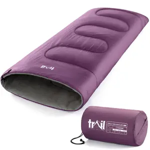 Kids Sleeping Bag 2 Season Mini Junior Envelope Outdoor Camping 200gsm Purple Trail