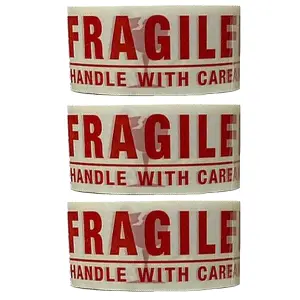 KAV Strong Adhesive Fragile Packaging Tape - 48MM x 66M Rolls for Secure Box Sealing, Parcel Tape with Improved Formula