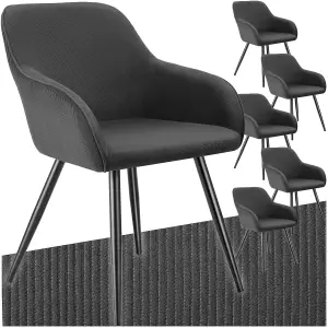 Dining Chair Marilyn - corduroy look, upholstered, armchair, continuous backrest - anthracite/black