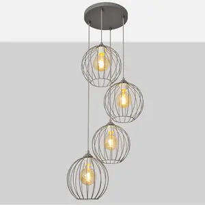 Luminosa Mercure Cluster Pendant Ceiling Light Grey 40cm