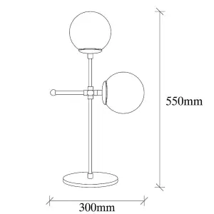 Luminosa Model 8 Deco 2-Light Globe Table Lamp Golden