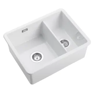 Rangemaster Rustique White Ceramic 1.5 Bowl Sink 430mm x 557mm