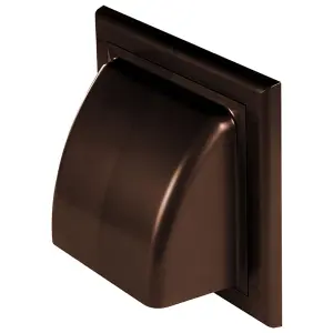 Brown Gravity Flap for 125 mm / 5" Round Wall Outlet - Ventilation Duct Cover with Non-Return Shutters and Rear Spigot