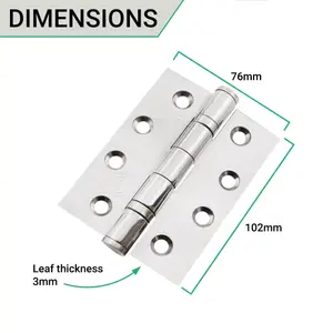 EAI 4" Fire Door Hinges 4" Stainless Steel Grade 13  - 102x76x3mm - Square - Polished - Pair - Including Screws