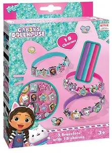 Gabby's Dollhouse 18 Charms & 3 Bracelets Childrens Arts & Crafts Jewellery Set