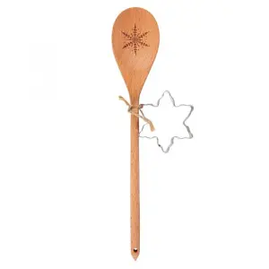 Something Different Snowflake Wooden Spoon Set Brown (One Size)