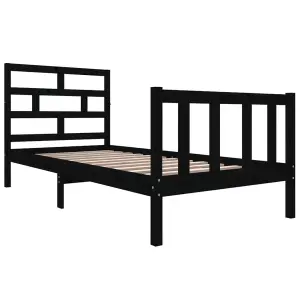 Berkfield Bed Frame Black Solid Wood Pine 90x190 cm 3FT Single