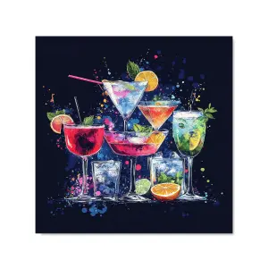 Nighttime Cocktail Splash Premium Glass Kitchen Splashback W700mm x H750mm