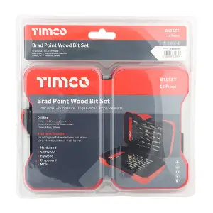 Timco - Brad Point Wood Bit Set (Size 15pcs - 15 Pieces)