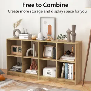 Costway 4-Cube Wooden Bookcase 2-tier Open Back Bookshelf Modern Display Shelf