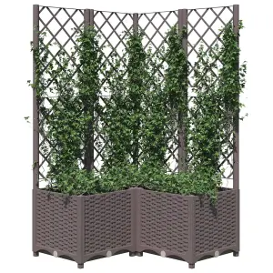 Berkfield Garden Planter with Trellis Brown 80x80x136 cm PP