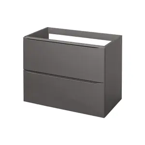 GoodHome Imandra Gloss Anthracite Wall-mounted Bathroom Vanity unit (H) 600mm (W) 800mm