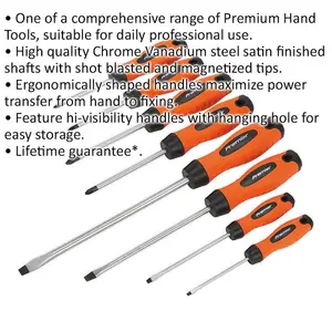 8 Piece Hi-Vis Orange Screwdriver Set - Premium Slotted Phillips POZI Drivers