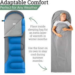 Trail Fleece Sleeping Bag Liner Single Adult Lightweight Compact Hooded with Bag