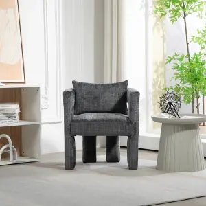 Modern Chenille Living Room Lounge Chair with Armrest, Grey Dining Chairs for Dining Room