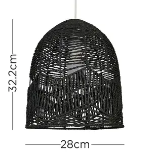 ValueLights Tethra Rustic Black Woven Rope Bird Cage Ceiling Pendant Light Shade