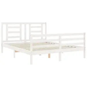 Berkfield Bed Frame with Headboard White 160x200 cm Solid Wood