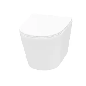 Nes Home Elliss Rimless Wall Hung Toilet Pan + Soft Close Toilet Seat