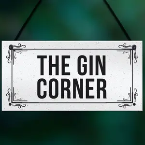 Funny Home Bar Sign The Gin Corner Plaque Garden Shed Bar Sign Gin Gift